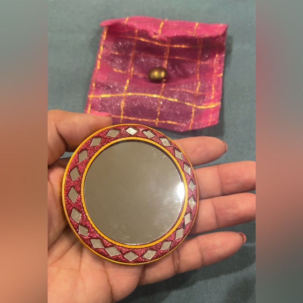 Diamond Pattern Jewel Tone Compact Mirror